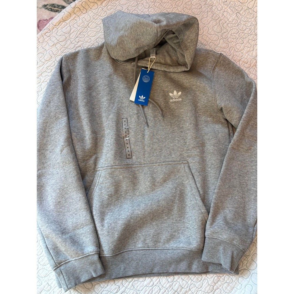 Adidas Mens Essential Hoody Medium Grey Heather Trefoil Logo Size Medium